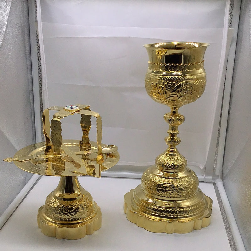 Chalice Set with Brass Cup all Gold Plated