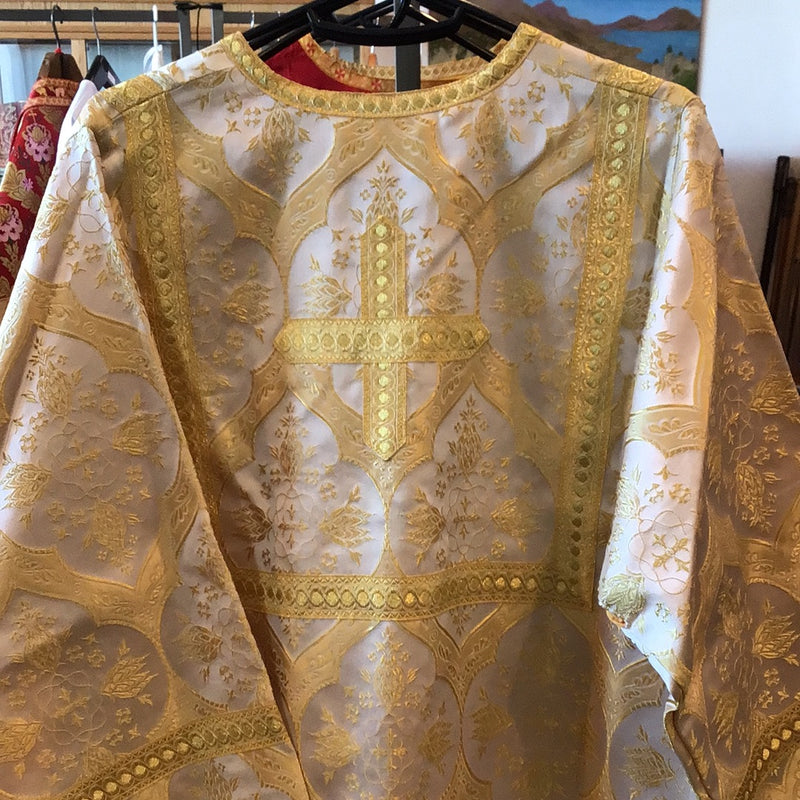 Altar boy robe, gold and white