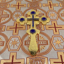 Hand Cross Blue Stones, gold plated