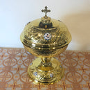 Greek Bread Bowl Gold plated with enamel medallions