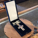 Sterling Silver Pectoral Cross with Semi-Precious Stones and Enamel Icon