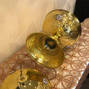 Greek Bread Bowl Gold plated with enamel medallions