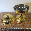 Greek Bread Bowl Gold plated with enamel medallions