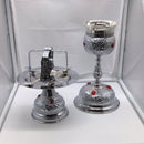 Chalice Set, SS. Cup, SS. Spoon,Chrome plated, ruby colored stones