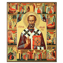JC135-S Saint Nicholas Feast Days Gold Foil Wooden Icon