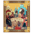 JC166-S Wedding in Cana Wooden Icon Gold Foil Wooden Icon 3 inch, Gold foil Cross on the Back Side