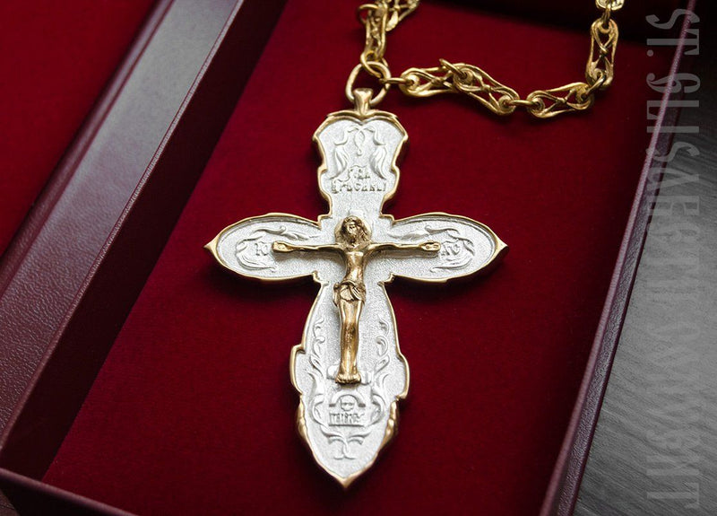 Gold Cross with Silver Inlay