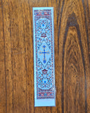 TBM55 ICXC Red Tapestry Book Mark with Blue Cross