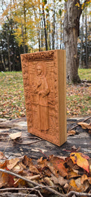 Saint Xenia of Saint Petersburg Wooden Carved Icon