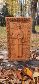 Saint Xenia of Saint Petersburg Wooden Carved Icon
