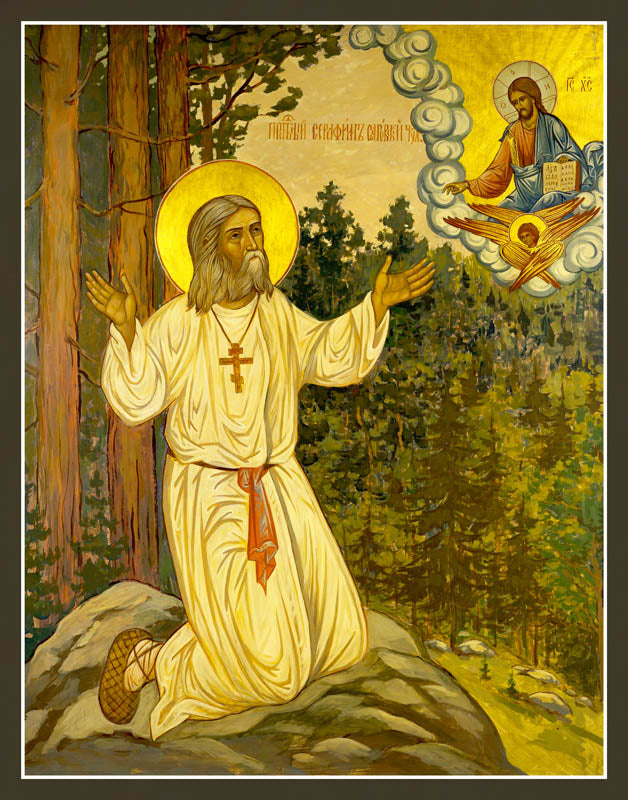 St Seraphim of Sarov, Praying on the Stone - icon509 - 6 inch