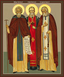 Sts Sergius of Radonezh, John of Kronstadt and Seraphim of Sarov - icon517 - 6 inch