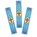 TBM95 Blue with Gold Byzantine Cross Book Marker New Tapestry Book Marker 9 1/8"x2"