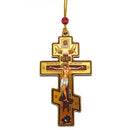 U414 Three Bar Cross Pendant Small Wooden Icon Cross
