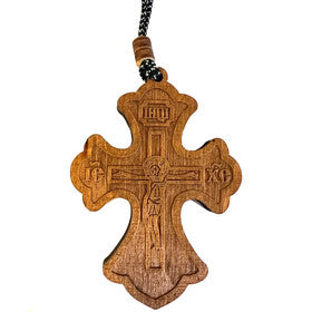 Protection Hanging 2 Sided Wooden Cross Virgin Mary and Crucifix