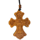 Protection Hanging 2 Sided Wooden Cross Virgin Mary and Crucifix