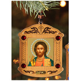 U521 Christ The Teacher Wooden Shrine - Christmas Tree Ornament