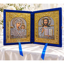 U633 Blue Velvet Diptych of Christ the Teacher and Virgin of Kazan
