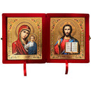 UD-2 Christ The Teacher and Virgin of Kazan in Red Faux Velvet Case