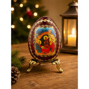IED-4-38 Wooden Nativity of Christ Icon Egg with Gold Stand