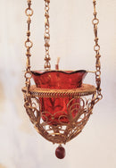 Handmade Hanging Vigil Lamp - silver/gold