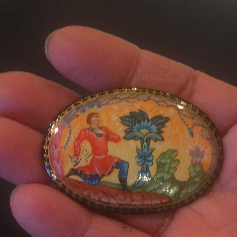 Lacquered Russian Folk Pin
