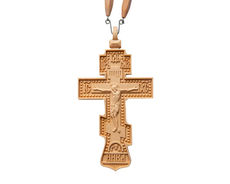 Wood Pectoral Cross for Priest - 3 Bar